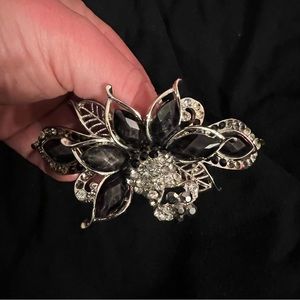 Black & Clear Rhinestone Hair Clip Barrette - BeautifulClassy Piece -